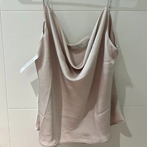 Babaton by Artizia Cowl Neck Silk Tank, Size M, Light Pink